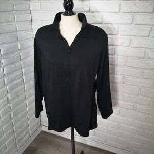 d & CO. Active Ladies Size 1X Black 1/4 Zip Fleece Lined Straight Fit Top